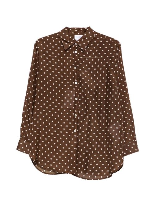 Camicia donna Marella Angio marrone in seta con stampa a pois MARELLA Sport | ANGIO001